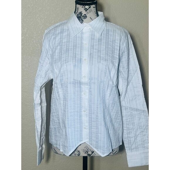 NWT Monterey Bay Women's White Button Up Blouse 12 - Picture 2 of 9